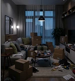 A cluttered, undesigned room before using Deco AI